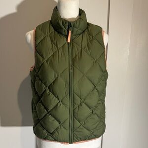 Vineyard Vines Olive Green Quilted Puffer with Pink Whale Logo